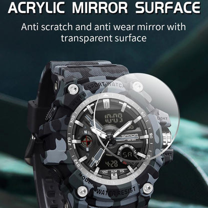 SANDA 3355 Camouflage Multifunction Watch Alarm Clock Waterproof Electronic Watch, Black, Black White, Green Black, Green White, Gray Black, Gray White, Yellow Black, Yellow White