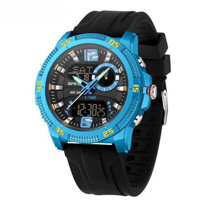 SANDA 3372 Dual Display Chronograph Alarm Clock Electronic Watch Outdoor Waterproof Luminous Sports Watch, Black, Black White, Army Green, Black Blue, Red, Orange