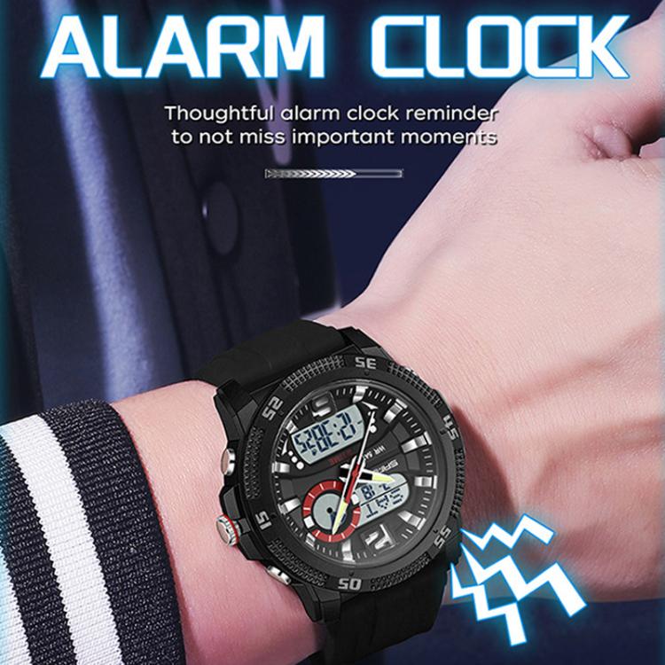 SANDA 3372 Dual Display Chronograph Alarm Clock Electronic Watch Outdoor Waterproof Luminous Sports Watch, Black, Black White, Army Green, Black Blue, Red, Orange