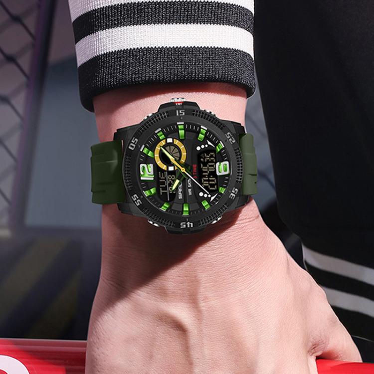 SANDA 3372 Dual Display Chronograph Alarm Clock Electronic Watch Outdoor Waterproof Luminous Sports Watch, Black, Black White, Army Green, Black Blue, Red, Orange