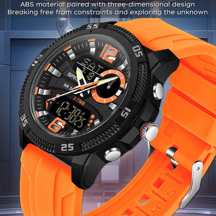 SANDA 3372 Dual Display Chronograph Alarm Clock Electronic Watch Outdoor Waterproof Luminous Sports Watch, Black, Black White, Army Green, Black Blue, Red, Orange
