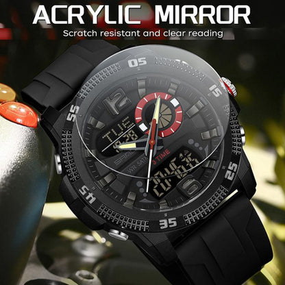 SANDA 3372 Dual Display Chronograph Alarm Clock Electronic Watch Outdoor Waterproof Luminous Sports Watch, Black, Black White, Army Green, Black Blue, Red, Orange