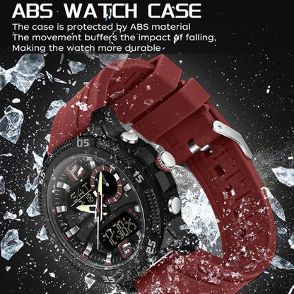 SANDA 3372 Dual Display Chronograph Alarm Clock Electronic Watch Outdoor Waterproof Luminous Sports Watch, Black, Black White, Army Green, Black Blue, Red, Orange