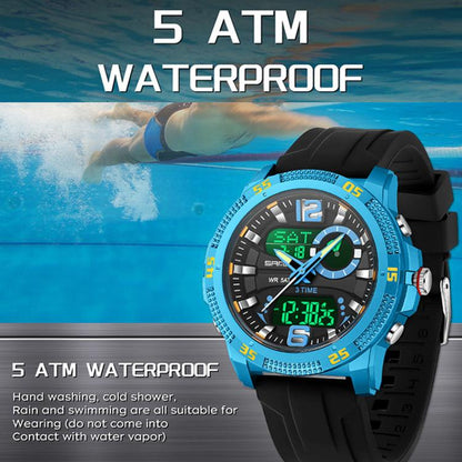 SANDA 3372 Dual Display Chronograph Alarm Clock Electronic Watch Outdoor Waterproof Luminous Sports Watch, Black, Black White, Army Green, Black Blue, Red, Orange