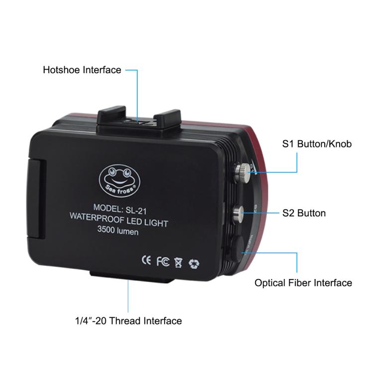 Sea Frogs SL-21 3500 Lumen 40m/130ft Waterproof Video Light For Diving Photo, SL-21