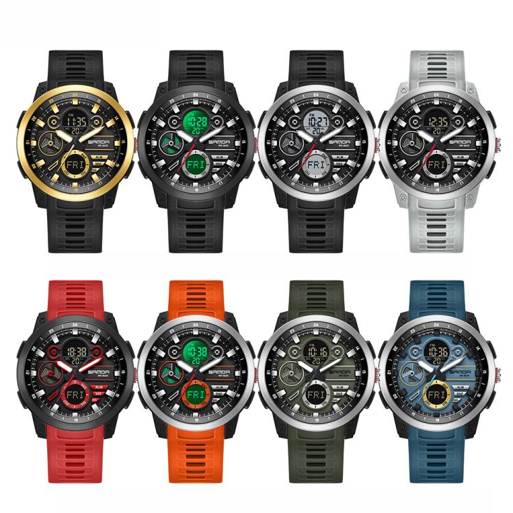 SANDA 3379 Sport Waterproof Alarm Clock Reminder Electronic Watch