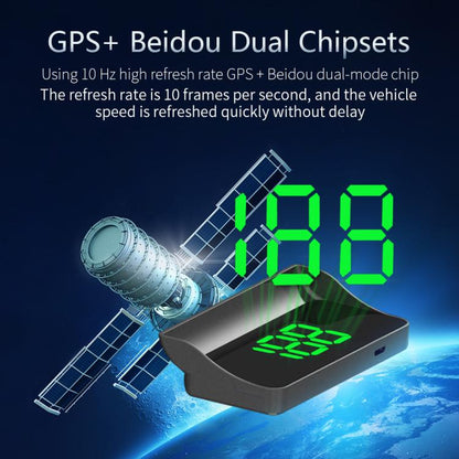 W1 Car HUD Head-up Display GPS Speedometer Speed Display, KM, MPH