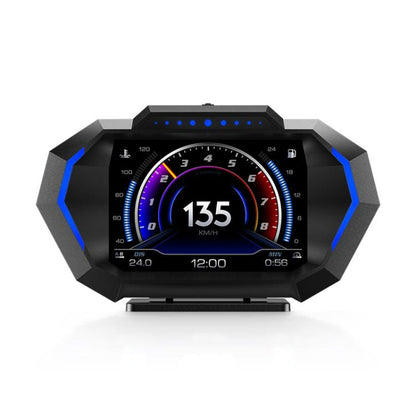 P24 Multifunctional Car HUD Head-up Display OBD+GPS Digital Speedometer Slope Meter, P24