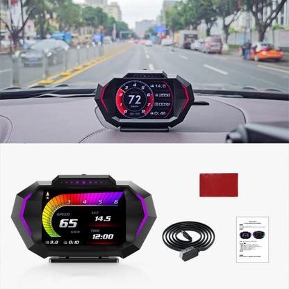 P24 Multifunctional Car HUD Head-up Display OBD+GPS Digital Speedometer Slope Meter, P24