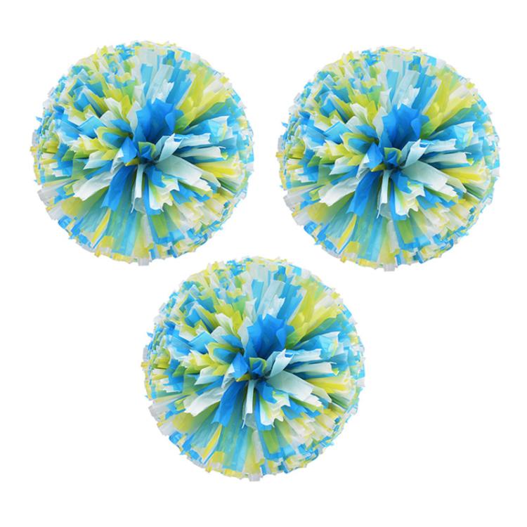 3pcs Cheerleading Pompoms Cheerleader Hand Shake Flower Ball Dance Performance Pompoms, Encrypted Ring Red With Gold, Encrypted Ring Red With Silver, Encrypted Ring Gold With Silver, Matte Large Encrypted Ring Blue Yellow White
