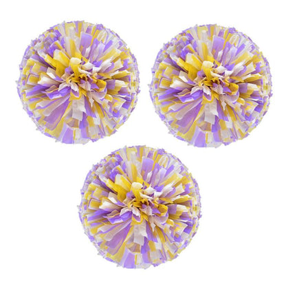 3pcs Cheerleading Pompoms Cheerleader Hand Shake Flower Ball Dance Performance Pompoms, Encrypted Ring Red With Gold, Encrypted Ring Red With Silver, Encrypted Ring Gold With Silver, Matte Large Encrypted Ring Blue Yellow White