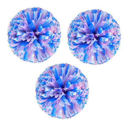 3pcs Cheerleading Pompoms Cheerleader Hand Shake Flower Ball Dance Performance Pompoms, Encrypted Ring Red With Gold, Encrypted Ring Red With Silver, Encrypted Ring Gold With Silver, Matte Large Encrypted Ring Blue Yellow White