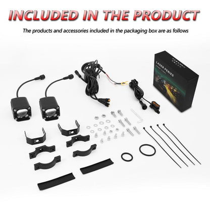 40W Motorcycle Wired Switch Integrated Waterproof Demon Eye Spotlight, Red Light