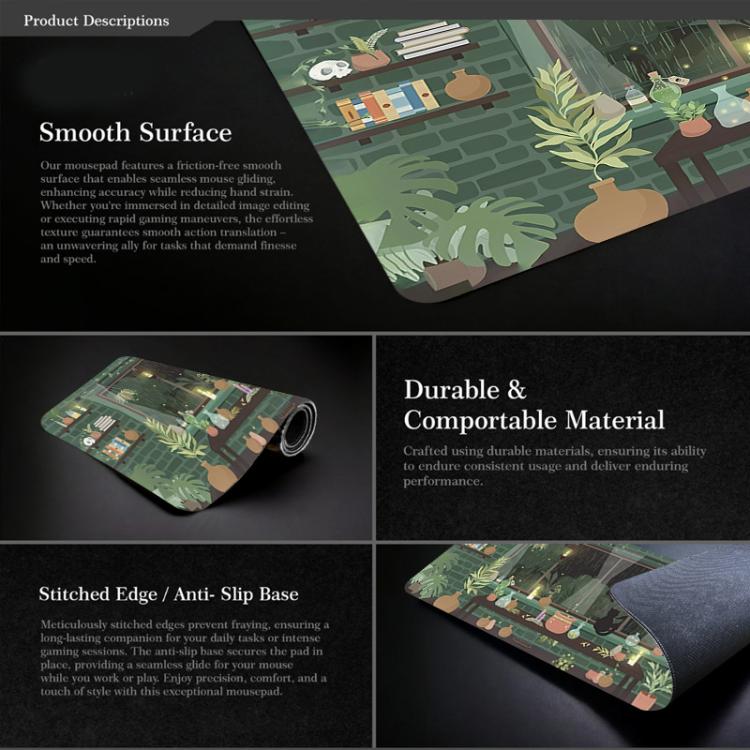 Frog Mouse Pad Cute Green Desk Mat With Non-Slip Rubber Base  For Computer Laptop, 300x600x2mm, 300x600x3mm, 300x700x2mm, 300x700x3mm, 300x800x2mm, 300x800x3mm, 400x900x2mm, 400x900x3mm