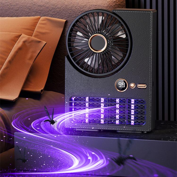 2-in-1 Household Electric Fan Mosquito Killer Lamp LED Digita lDesktop Fan, Plug-in Black, Plug-in White, 3000mAh Black, 3000mAh White