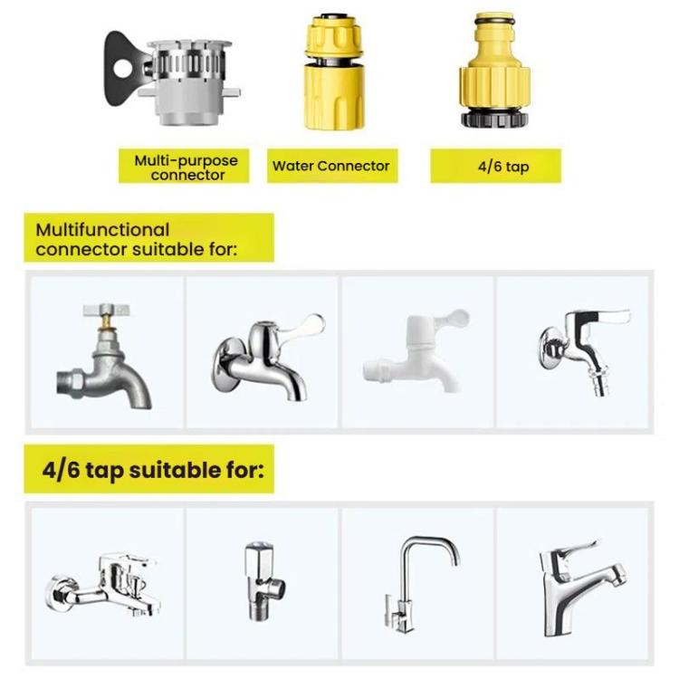 High-pressure Car Wash Sprinkler Household Spray Nozzle Rinse Watering Car Cleaning Tools, No Fittings, With Connectors+10m Spring Tube, With Connectors+20m Spring Tube, With Connectors+30m Spring Tube, With Connectors+10m Spring Tube+Foam Jug