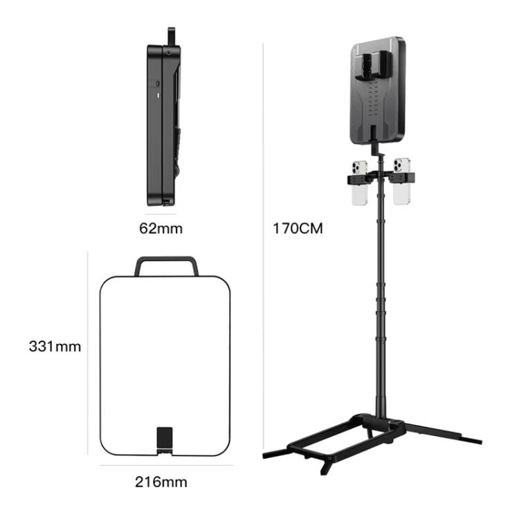 1.7m 14-Inch Suitcase Integrated Design Fill Light Foldable 3500-6000K Full-Screen Live Photography  Video Light, YY-3