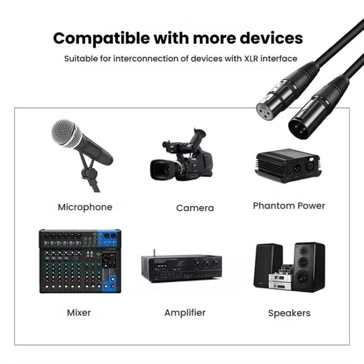 VEGGIEG Male to Female Microphone Stereo Microphone Cable Amplifier XLR Balanced Copper Cannon Audio Cable, 0.3m, 0.5m, 1m, 1.5m, 2m, 3m, 5m, 8m, 10m, 15m, 20m