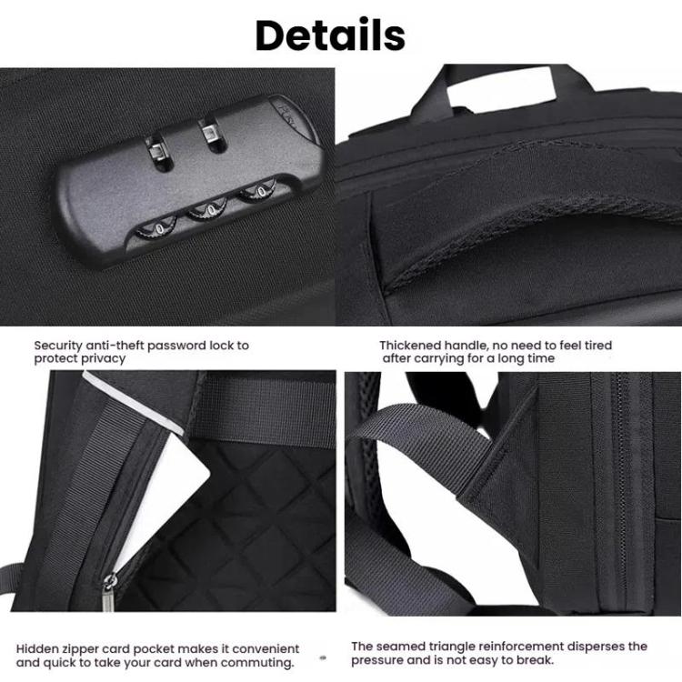 15.6-16.6 Inch Hard Shell Laptop Backpack with USB+Type-C Charging Ports Unisex Anti-Theft  Business Travel Bag, Gray, Blue, Black, Airbag Gray, Airbag Blue, Airbag Black