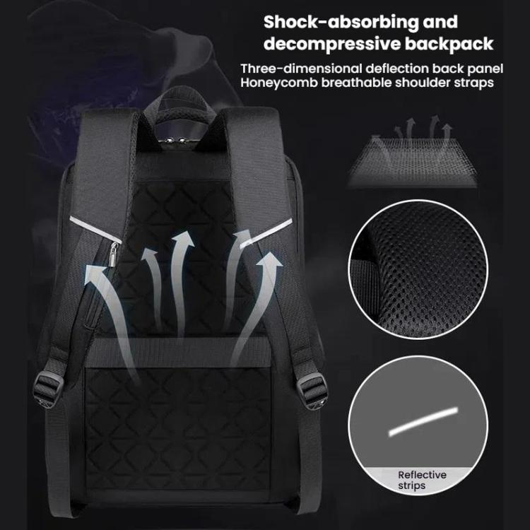 15.6-16.6 Inch Hard Shell Laptop Backpack with USB+Type-C Charging Ports Unisex Anti-Theft  Business Travel Bag, Gray, Blue, Black, Airbag Gray, Airbag Blue, Airbag Black