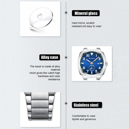 Curren Men Steel Band Calendar Business Quartz Watch