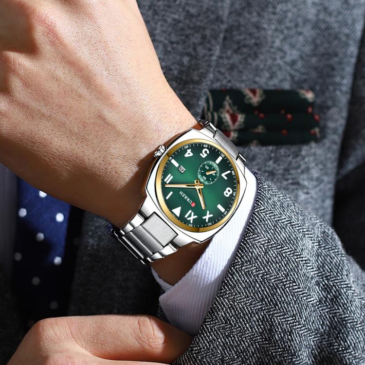 Curren Men Steel Band Calendar Business Quartz Watch