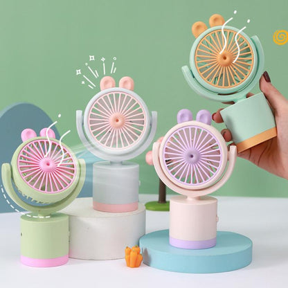 Cartoon Rabbit Desktop Fan USB Charging Handheld Fan Up And Down Adjustable Wind Direction