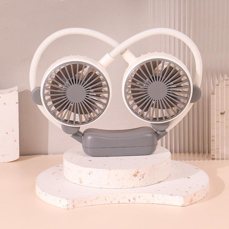 Outdoor Folding Mini Neck Fan Portable USB Rechargeable Summer Gift Fan, Bear Green, Bear Pink Purple, Bear Gray White