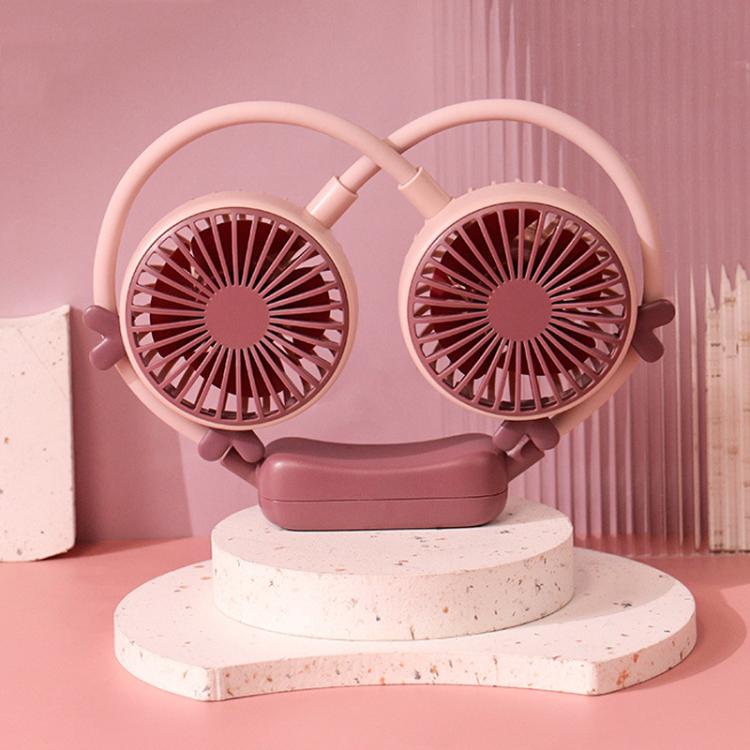 Outdoor Folding Mini Neck Fan Portable USB Rechargeable Summer Gift Fan, Bear Green, Bear Pink Purple, Bear Gray White, Devil Gray White, Devil Pink Purple, Devil Green, Cat Ears Green, Cat Ears Gray White, Cat Ears Pink Purple, Deer Green