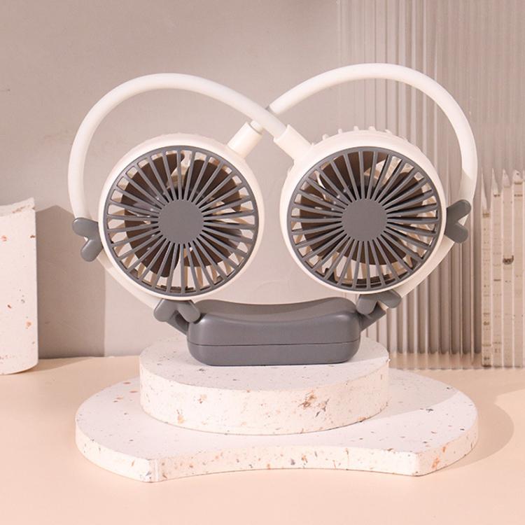 Outdoor Folding Mini Neck Fan Portable USB Rechargeable Summer Gift Fan, Bear Green, Bear Pink Purple, Bear Gray White, Devil Gray White, Devil Pink Purple, Devil Green, Cat Ears Green, Cat Ears Gray White, Cat Ears Pink Purple, Deer Green