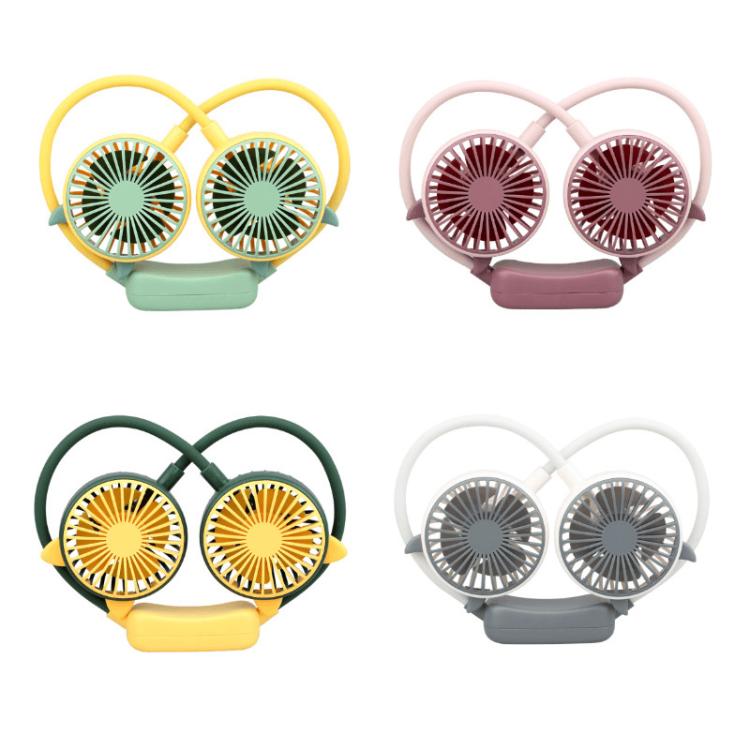 Outdoor Folding Mini Neck Fan Portable USB Rechargeable Summer Gift Fan, Bear Green, Bear Pink Purple, Bear Gray White