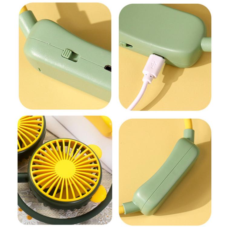 Outdoor Folding Mini Neck Fan Portable USB Rechargeable Summer Gift Fan, Bear Green, Bear Pink Purple, Bear Gray White