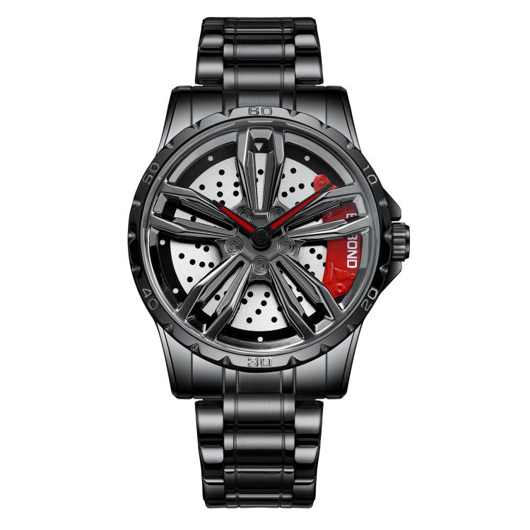 BINBOND D001 3D Hollow Motorcycle Rotating Wheel Watch, Black Steel-Red, Black Steel-Green, White Steel-Red, White Steel-Green, Black Net-Black Steel-Red, Black Net-Black Steel-Green, White Net-White Steel-Red, White Net-White Steel-Green...