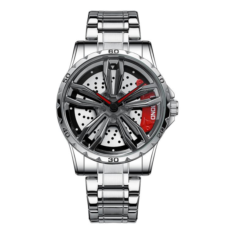 BINBOND D001 3D Hollow Motorcycle Rotating Wheel Watch, Black Steel-Red, Black Steel-Green, White Steel-Red, White Steel-Green, Black Net-Black Steel-Red, Black Net-Black Steel-Green, White Net-White Steel-Red, White Net-White Steel-Green...