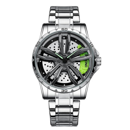 BINBOND D001 3D Hollow Motorcycle Rotating Wheel Watch, Black Steel-Red, Black Steel-Green, White Steel-Red, White Steel-Green, Black Net-Black Steel-Red, Black Net-Black Steel-Green, White Net-White Steel-Red, White Net-White Steel-Green...