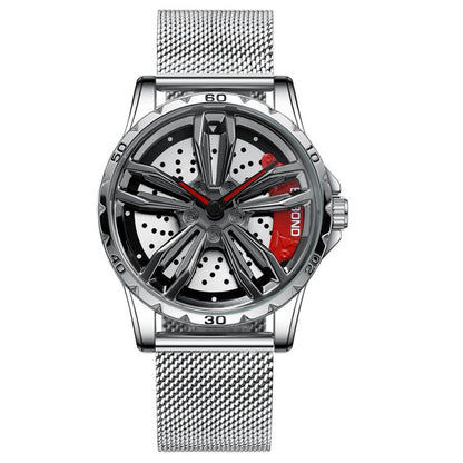 BINBOND D001 3D Hollow Motorcycle Rotating Wheel Watch, Black Steel-Red, Black Steel-Green, White Steel-Red, White Steel-Green, Black Net-Black Steel-Red, Black Net-Black Steel-Green, White Net-White Steel-Red, White Net-White Steel-Green...