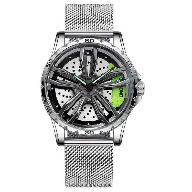 BINBOND D001 3D Hollow Motorcycle Rotating Wheel Watch, Black Steel-Red, Black Steel-Green, White Steel-Red, White Steel-Green, Black Net-Black Steel-Red, Black Net-Black Steel-Green, White Net-White Steel-Red, White Net-White Steel-Green...