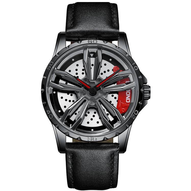BINBOND D001 3D Hollow Motorcycle Rotating Wheel Watch, Black Steel-Red, Black Steel-Green, White Steel-Red, White Steel-Green, Black Net-Black Steel-Red, Black Net-Black Steel-Green, White Net-White Steel-Red, White Net-White Steel-Green...