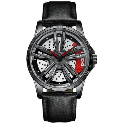 BINBOND D001 3D Hollow Motorcycle Rotating Wheel Watch, Black Steel-Red, Black Steel-Green, White Steel-Red, White Steel-Green, Black Net-Black Steel-Red, Black Net-Black Steel-Green, White Net-White Steel-Red, White Net-White Steel-Green...