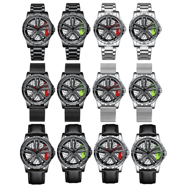 BINBOND D001 3D Hollow Motorcycle Rotating Wheel Watch, Black Steel-Red, Black Steel-Green, White Steel-Red, White Steel-Green, Black Net-Black Steel-Red, Black Net-Black Steel-Green, White Net-White Steel-Red, White Net-White Steel-Green...