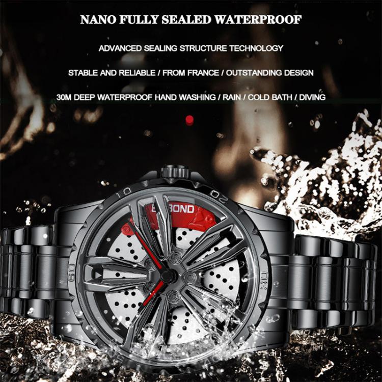 BINBOND D001 3D Hollow Motorcycle Rotating Wheel Watch, Black Steel-Red, Black Steel-Green, White Steel-Red, White Steel-Green, Black Net-Black Steel-Red, Black Net-Black Steel-Green, White Net-White Steel-Red, White Net-White Steel-Green...