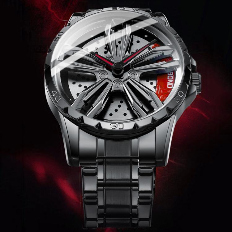 BINBOND D001 3D Hollow Motorcycle Rotating Wheel Watch, Black Steel-Red, Black Steel-Green, White Steel-Red, White Steel-Green, Black Net-Black Steel-Red, Black Net-Black Steel-Green, White Net-White Steel-Red, White Net-White Steel-Green...