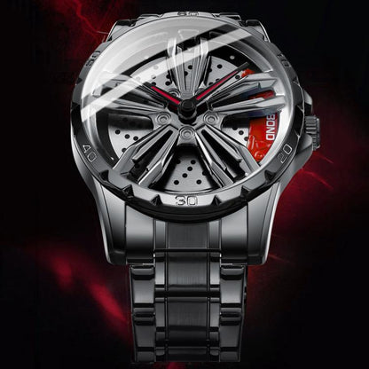 BINBOND D001 3D Hollow Motorcycle Rotating Wheel Watch, Black Steel-Red, Black Steel-Green, White Steel-Red, White Steel-Green, Black Net-Black Steel-Red, Black Net-Black Steel-Green, White Net-White Steel-Red, White Net-White Steel-Green...