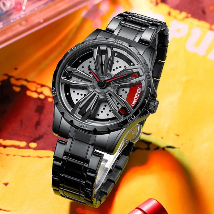 BINBOND D001 3D Hollow Motorcycle Rotating Wheel Watch, Black Steel-Red, Black Steel-Green, White Steel-Red, White Steel-Green, Black Net-Black Steel-Red, Black Net-Black Steel-Green, White Net-White Steel-Red, White Net-White Steel-Green...