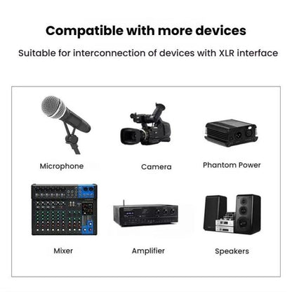 VEGGIEG 3Pin XLR Speaker Loudspeaker Cable Mixer Audio Microphone Cable, 0.3m, 0.5m, 1m, 1.5m, 2m, 3m, 5m, 8m, 10m, 15m, 20m