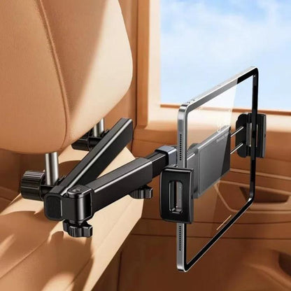 Telescopic Car Rear Pillow Phone Tablet Holder 2-Section Folding Headrest Bracket, 2-Section Plastic, 2-Section Iron