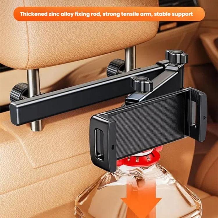 Telescopic Car Rear Pillow Phone Tablet Holder 2-Section Folding Headrest Bracket, 2-Section Plastic, 2-Section Iron