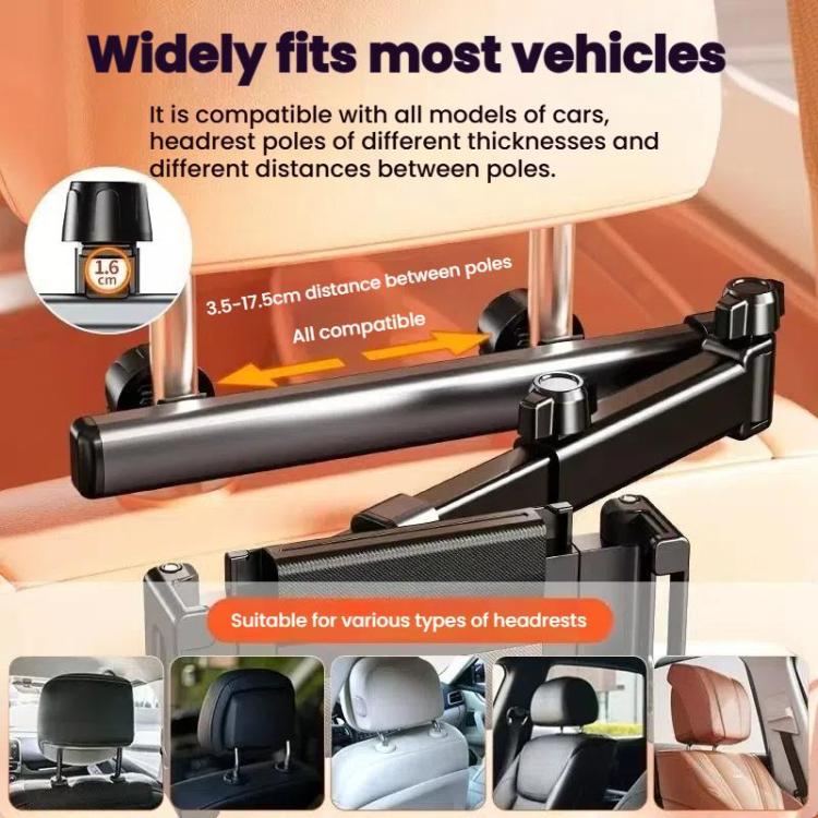 Telescopic Car Rear Pillow Phone Tablet Holder 2-section Folding Headrest Bracket, 2-Section Upgrade