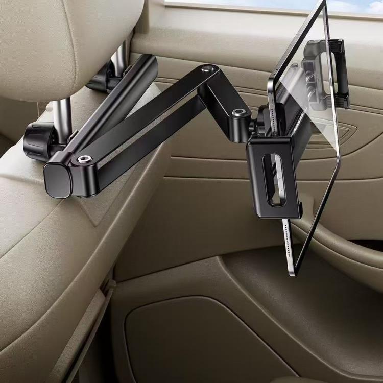 Telescopic Car Rear Pillow Phone Tablet Holder 3-Section Folding Headrest Bracket, 3-Section