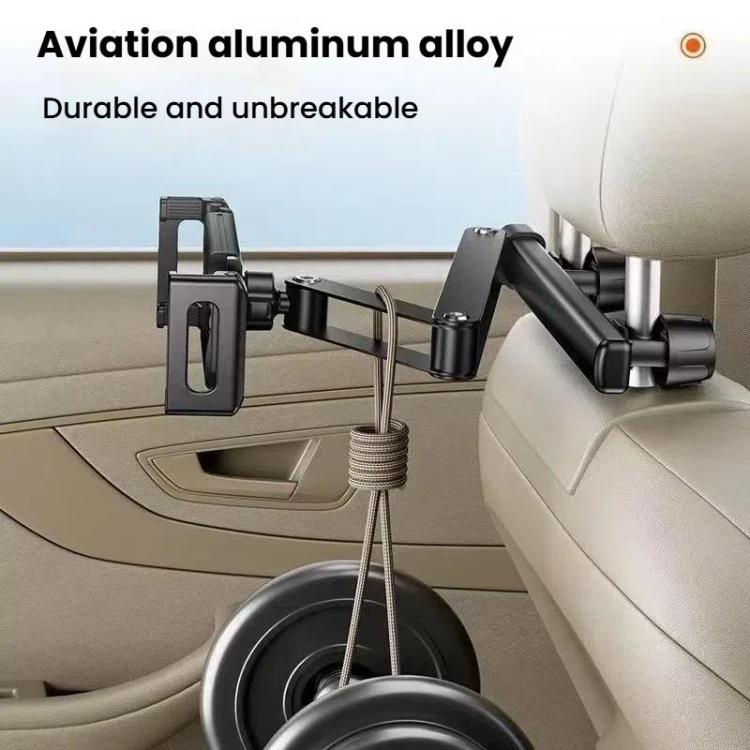 Telescopic Car Rear Pillow Phone Tablet Holder 3-Section Folding Headrest Bracket, 3-Section